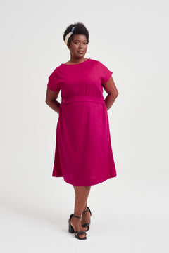 Sati Midi Dress With Boat Neck Cherry Red