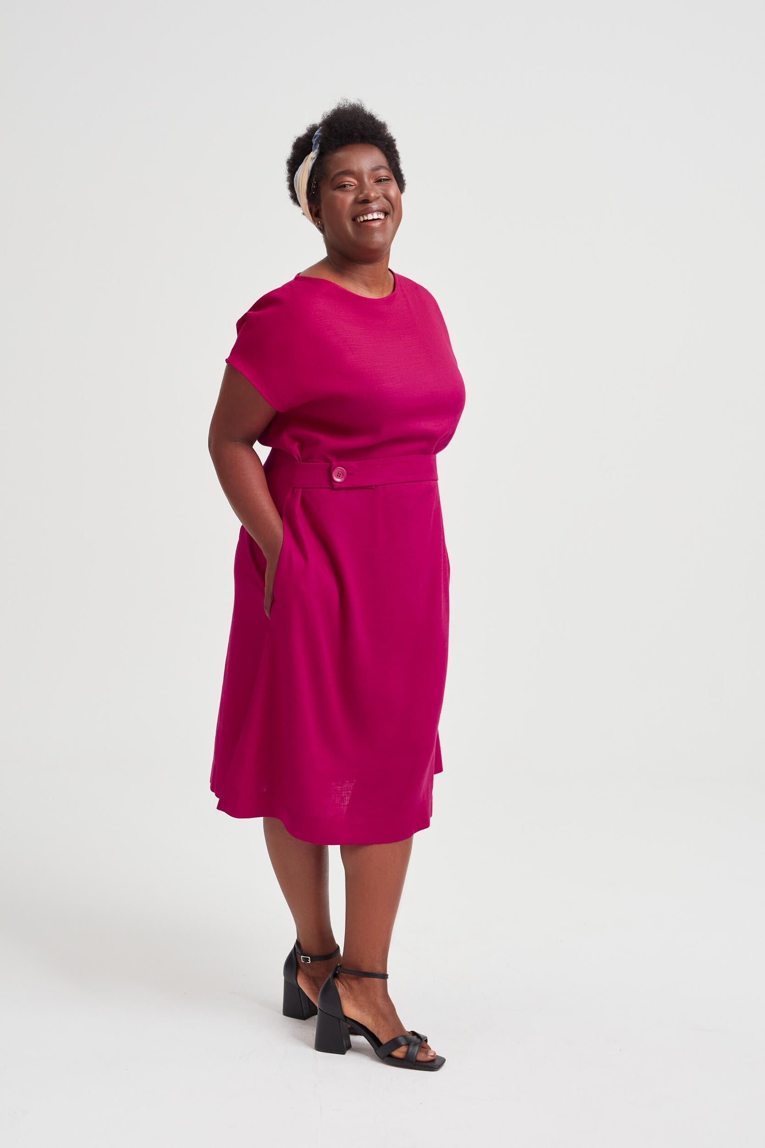 Sati Midi Dress With Boat Neck Cherry Red