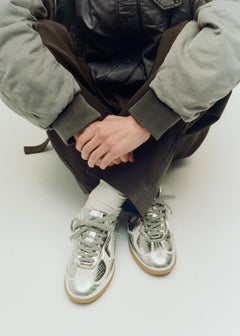 Tb.490 Rife Nahka Sneakerit Kimaltava Hopea