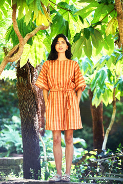 Azul Weave Raidallinen Mekko Pinkki/Oranssi