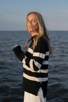 Marina Striped Merino Jumper Black