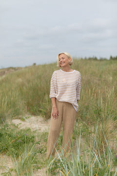 Tanto Unisex Linen Long-Sleeve Top Sand Striped