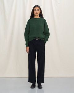 Cropped Knit Sweater Wool-Blend Green