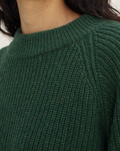 Cropped Knit Sweater Wool-Blend Green