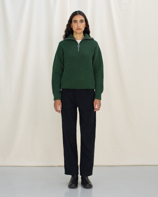 Heavy Knit Unisex Troyer Green