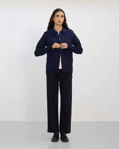 Knit Unisex Merino Wool Shirt Blue