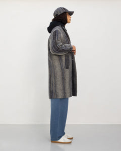 Formal Unisex Wool-Blend Coat Grey Stripe