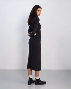 Ribbed Mock-Neck Dress True Black