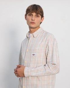 Casual Organic Cotton Shirt Off-White Check