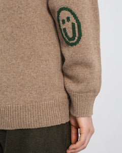 Smiley Knit Sweater Beige