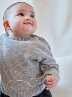 Baby's Embroidered Cashmere Sweater Whale