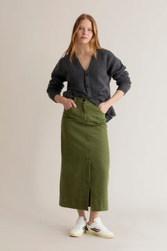 Grace Organic Cotton Denim Skirt Green