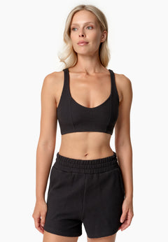Bella Waffle Crop Top Black