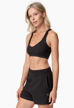 Bella Waffle Crop Top Black