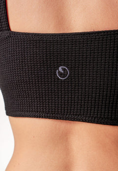 Bella Waffle Crop Top Black