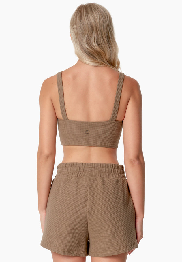 Bella Waffle Crop Top Gravel
