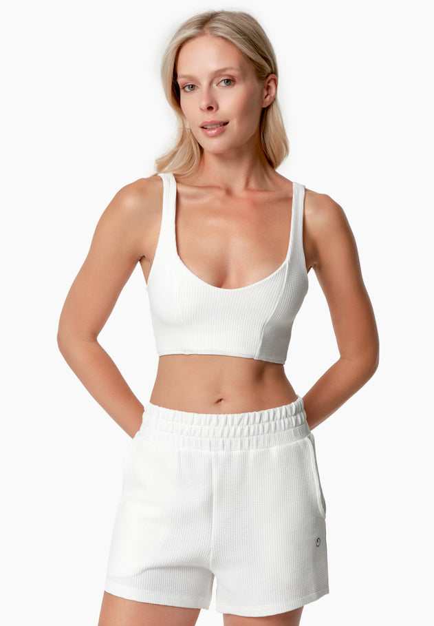 Bella Waffle Crop Top Off-White