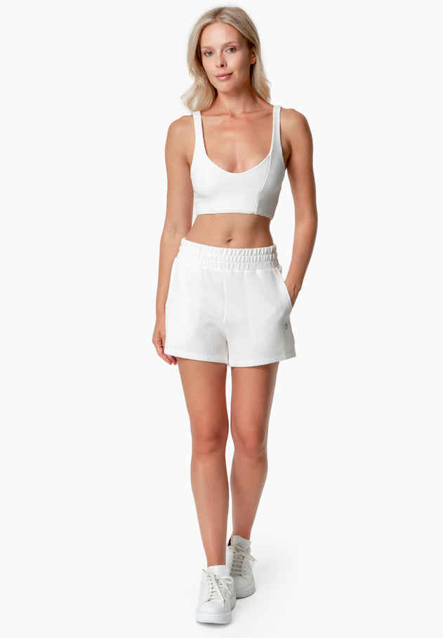Bella Waffle Crop Top Off-White