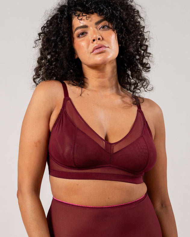 Mesh Support+ Bralette Burgundy