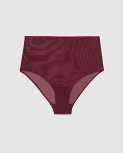 Mesh Highwaist Briefs Burgundy/Neon Pink