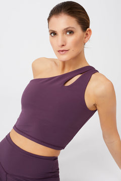 Cropped Shoulder Top Sports Bra Purple Passion