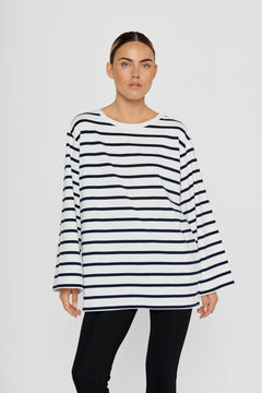 Breton Top Striped White