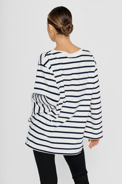 Breton Top Striped White