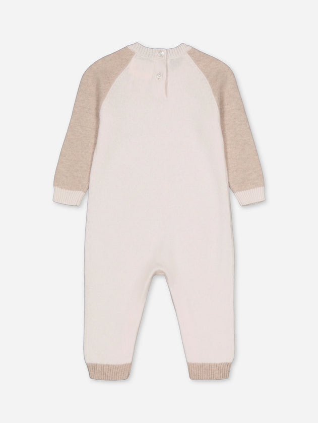 Baby's Cashmere Jumpsuit Colorblock Ivory