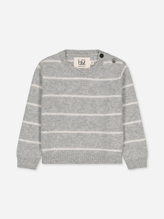 Baby's Cashmere Sweater Stripes Grey