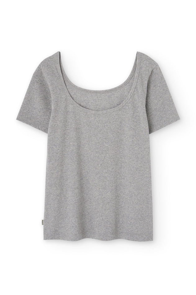 Brooke Short Sleeve Boat Neck T-Shirt Grey