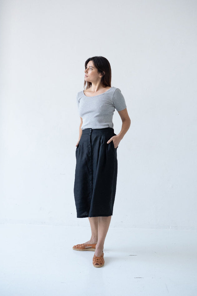 Brooke Short Sleeve Boat Neck T-Shirt Grey