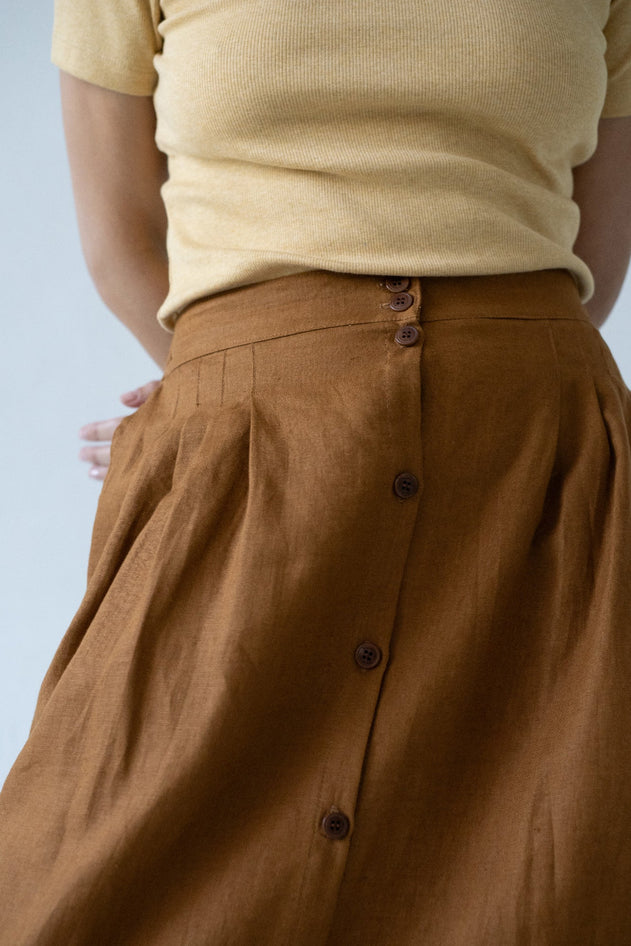 Bernadette Linen Skirt Terracotta