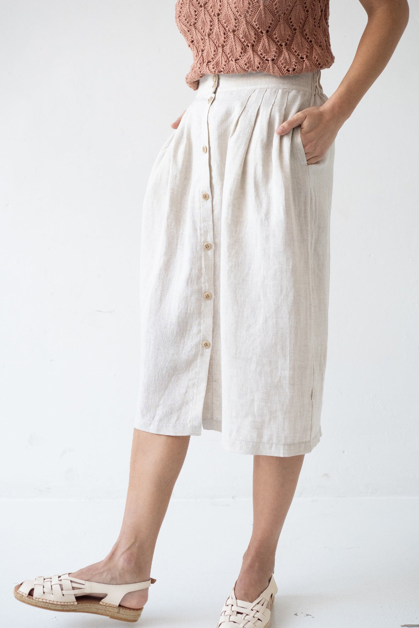 Bernadette Linen Skirt Beige