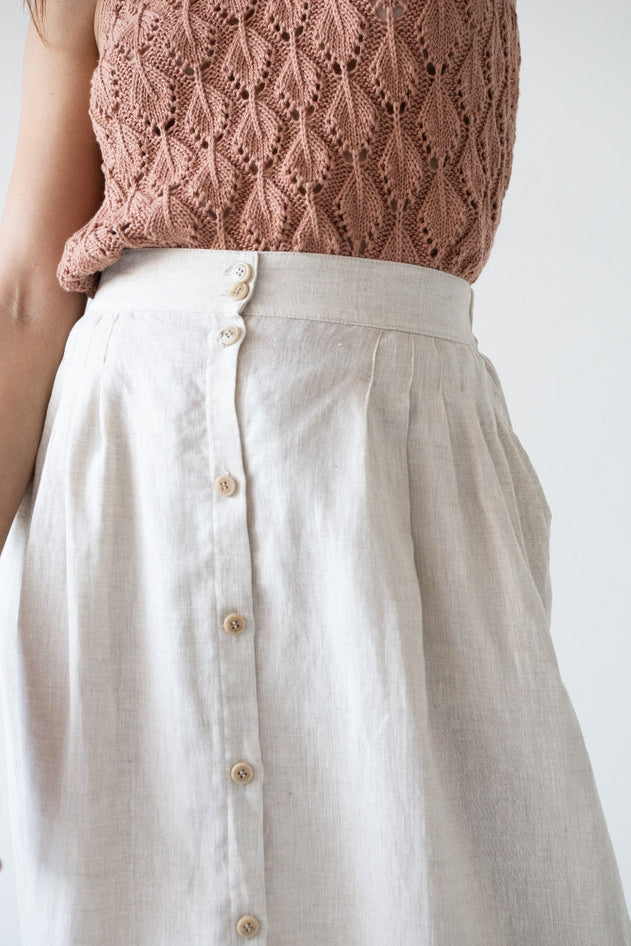 Bernadette Linen Skirt Beige