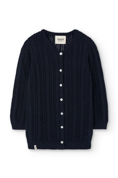 Bibi Openwork Oversize Cardigan Blue