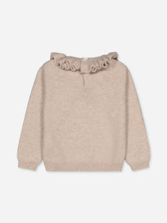 Baby's Ruffled Cashmere Sweater Beige