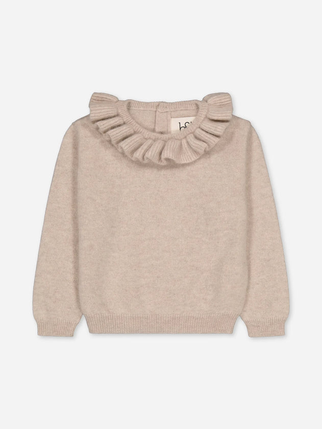 Baby's Ruffled Cashmere Sweater Beige