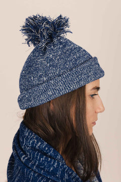 The Hemp Wool Bobble Beanie  Blue