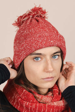 The Hemp Wool Bobble Beanie Red