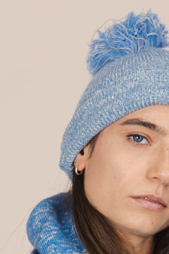 The Hemp Wool Bobble Beanie  Sky Blue