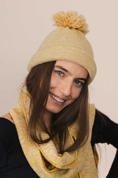 The Hemp Wool Bobble Beanie  Yellow