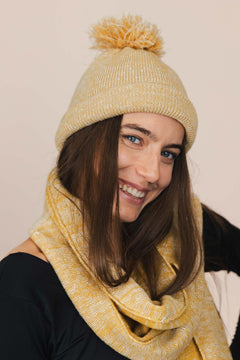 The Hemp Wool Bobble Beanie  Yellow