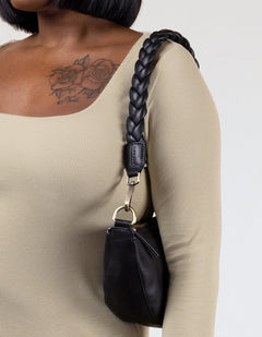 Braided Shoulder Laukunhihna Musta