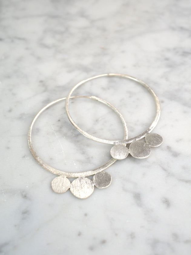 Brushed Deco Hoops Silver