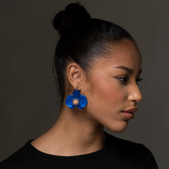 Butterfly Orchid Stud Earrings Blue