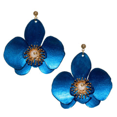 Butterfly Orchid Stud Earrings Blue