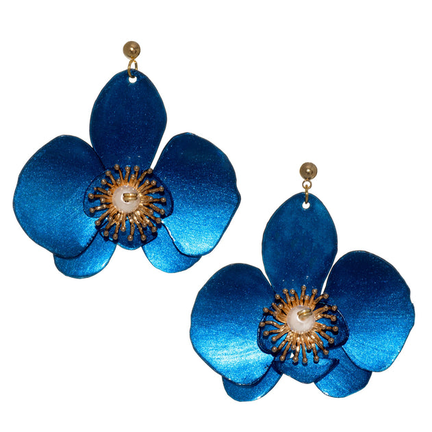 Butterfly Orchid Stud Earrings Blue