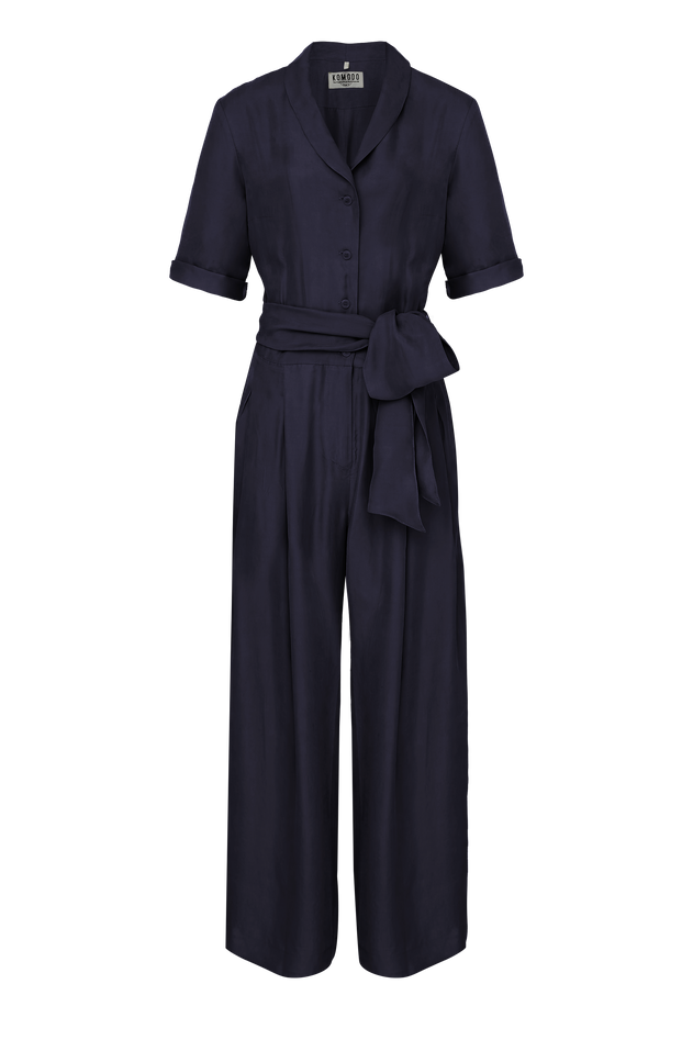 Planet Rayon Jumpsuit Navy Blue