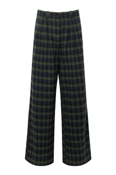 Lily Organic Cotton Flannel Trouser Navy Check