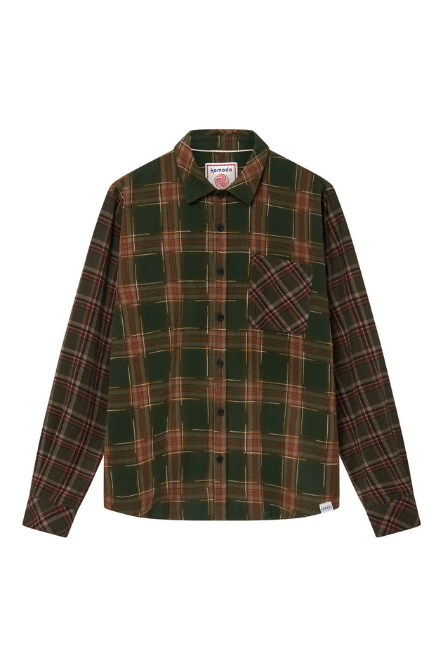 Axel Flannel Patchwork Check Shirt Green